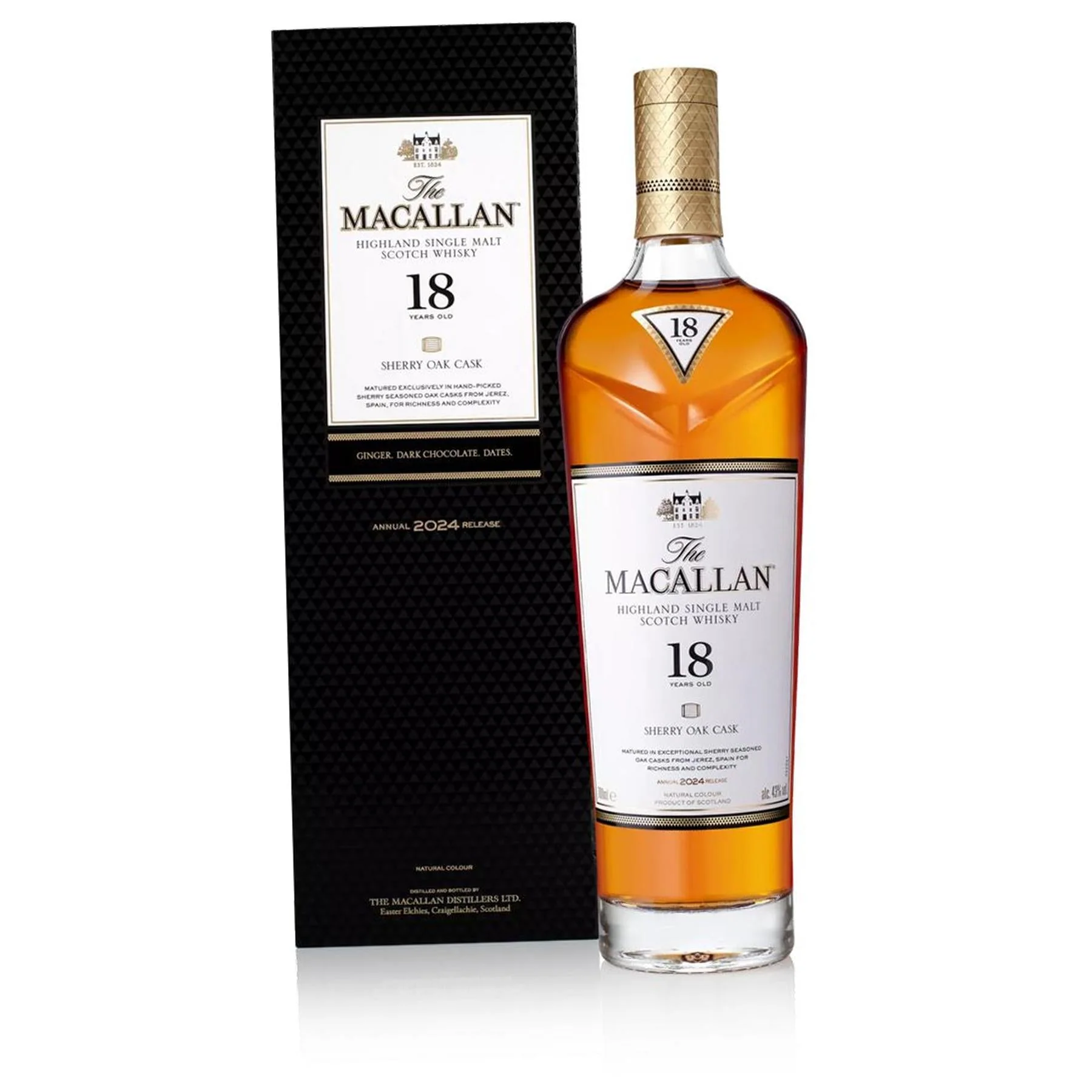 2025 The Macallan 18 Year Old Sherry Oak Single Malt Scotch Whisky