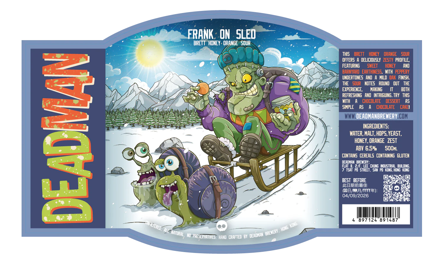 Frank on Sled Brett Honey Orange Sour (500 ml) - Image 4